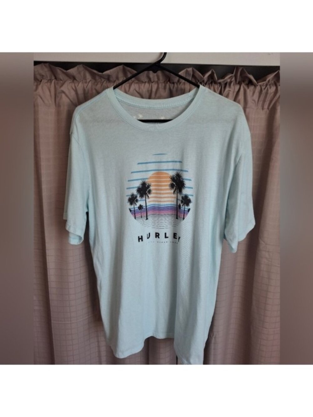 Hurley Light Blue Everyday Washed Short Sleeve Graphic Logo T Shirt Size Large